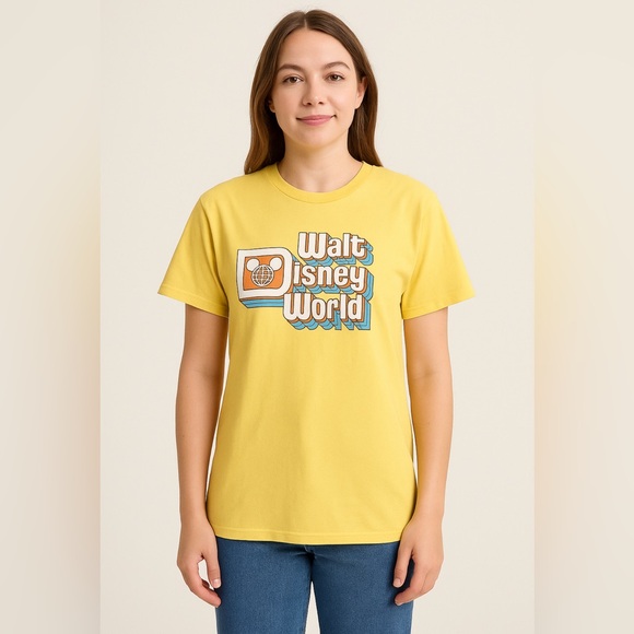 Disney Parks Walt Disney World Retro Rainbow Logo T-Shirt – Size Medium Unisex - Picture 1 of 6